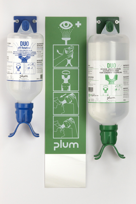 Plum Open Station Double, 2 Flaschen mit Anleitung, Wandhalter und Piktogramm
