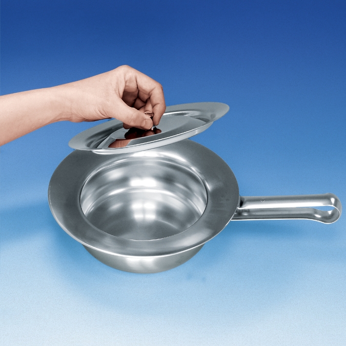 Stechbecken mit Flachgriff und Deckel für Kinder