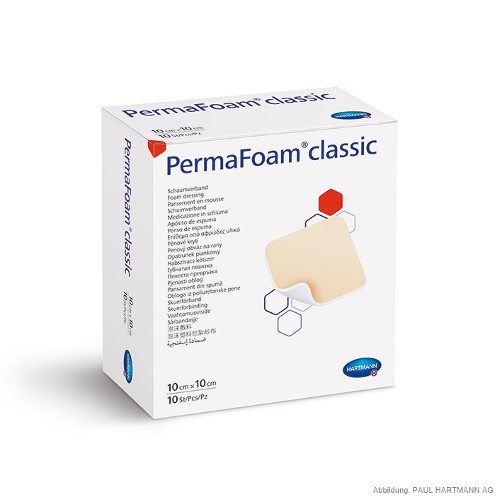 PermaFoam Classic Schaumverband steril, 10 x 10 cm (10 Stck.)