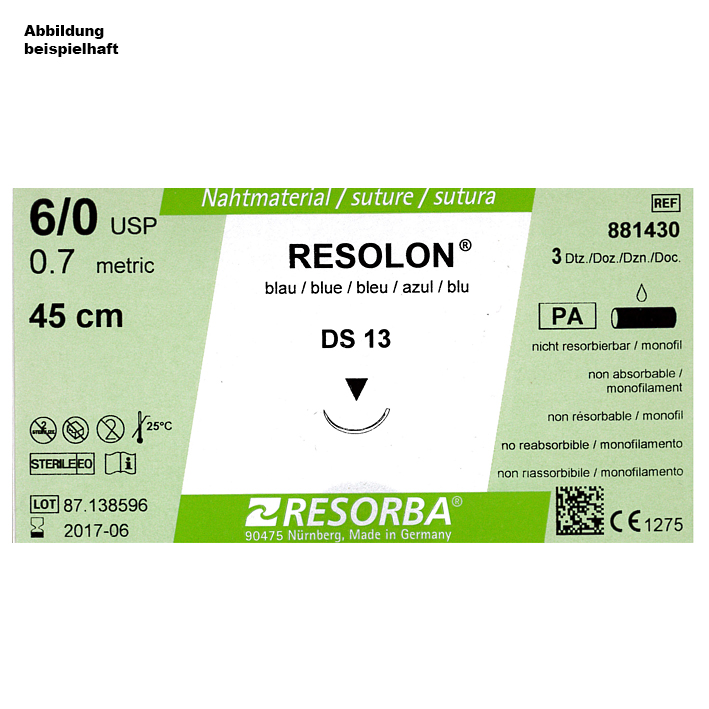 RESOLON DS 16 3/0=2 blau monofil, Nahtmaterial Fadenlänge 45 cm (36 Stck.)