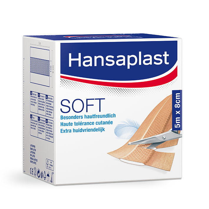 Hansaplast Soft Wundschnellverband hautfarben, 5 m x 8 cm