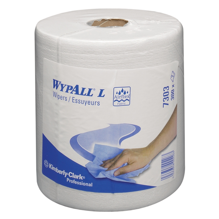 WYPALL Papierwischtücher 2-lagig, weiß 18,5 x 38 cm (6 x 380 Bl.) für industrielle Reinigungsarbeiten, Zentralentnahme L20