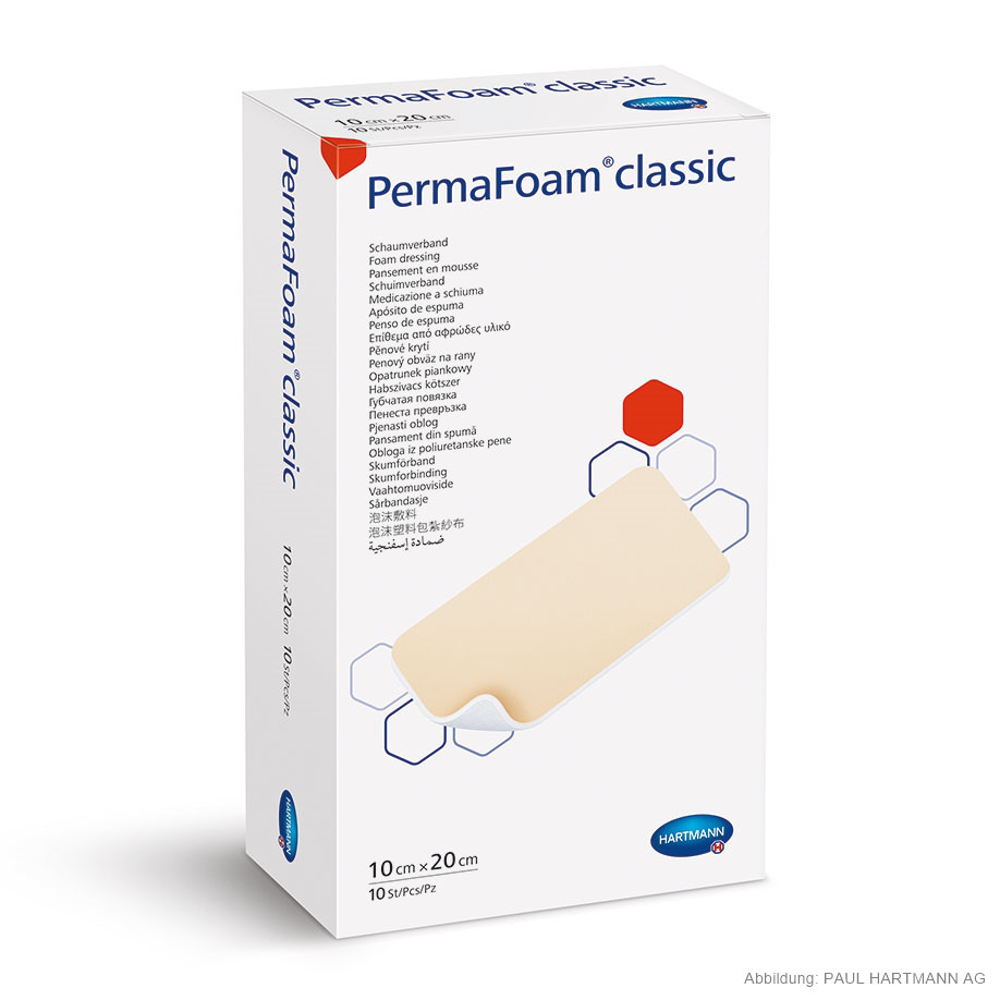 PermaFoam Classic Schaumverband steril, 20 x 10 cm (10 Stck.)