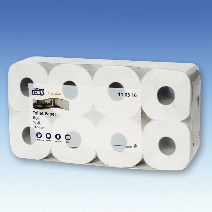 Tork Premium Toilettenpapier, 3-lagig, Toilet Soft, hochweiß (9 x 8 Rl.)