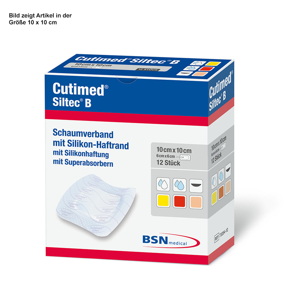 Cutimed Siltec B Schaumverband 10 x 22,5 cm, steril (12 Stck.)