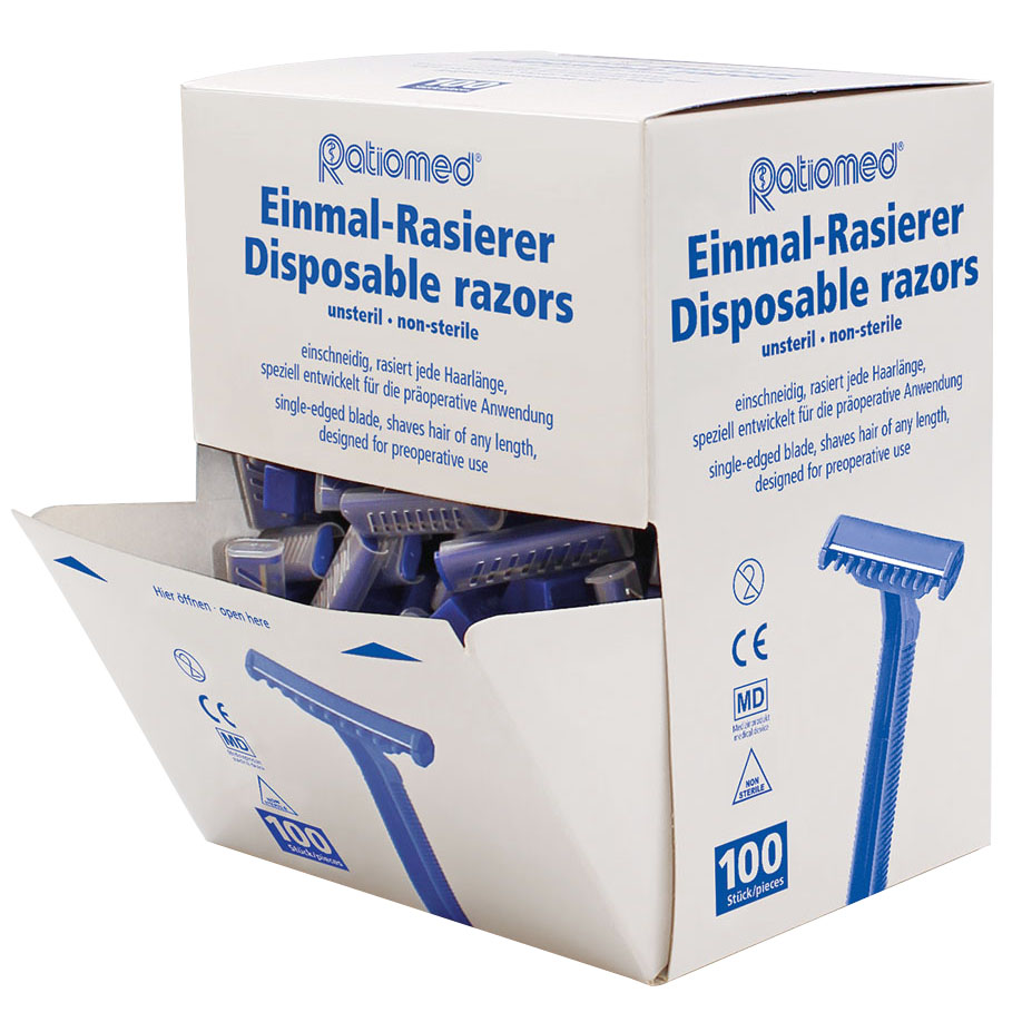 Einmal-Rasierer ratiomed unsteril - z. Zt. nicht lieferbar -/ Alternative: MEG 142013einschneidig blau (100 Stck.)