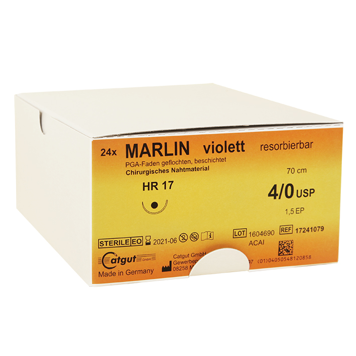 MARLIN HR 17 4/0=1,5, violett, - zur Zeit nicht lieferbar-/Alternative: CAT 17291080Nahtmaterial Fadenlänge 70 cm (24 Stck.)