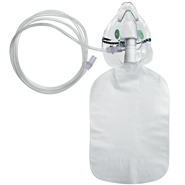 Inhalationsmaske (Kunststoff) mit Atembeutel und Schlauch