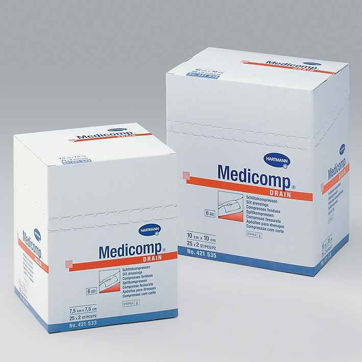 Medicomp Drain Schlitzkompressen 7,5 x 7,5 cm, steril (25 x 2 Stck.)