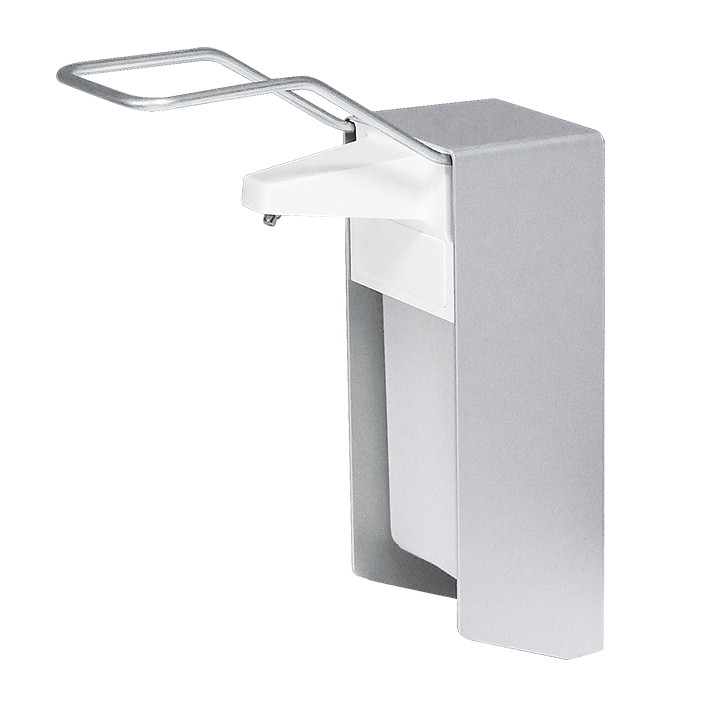 EURO-Armhebel-Wandspender 500 ml Aluminium, mit langem Armhebel und Leerflasche