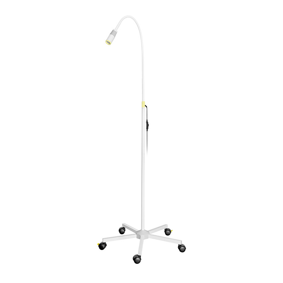 LED-Untersuchungsleuchte auf Rollstativ, rapsgelb
