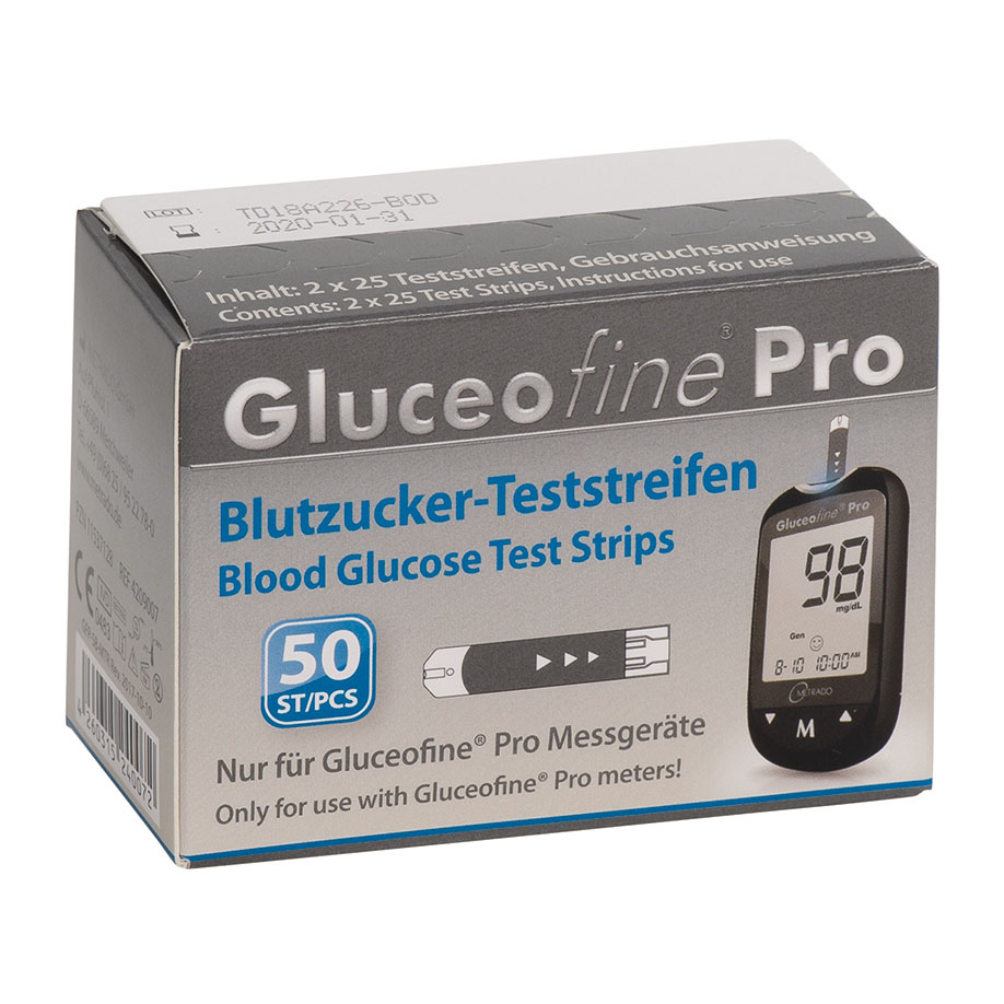 Gluceofine Pro Blutzuckerteststreifen (2 x 25 T.) UK = 200 Pack