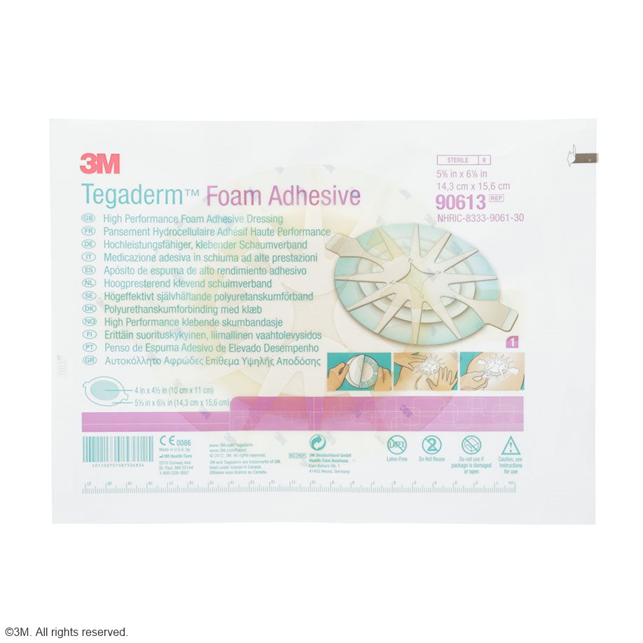 3M Tegaderm Foam Adhesive Schaumverband oval,14,3 x 15,6 cm (5 Stck.) mit Kleberand