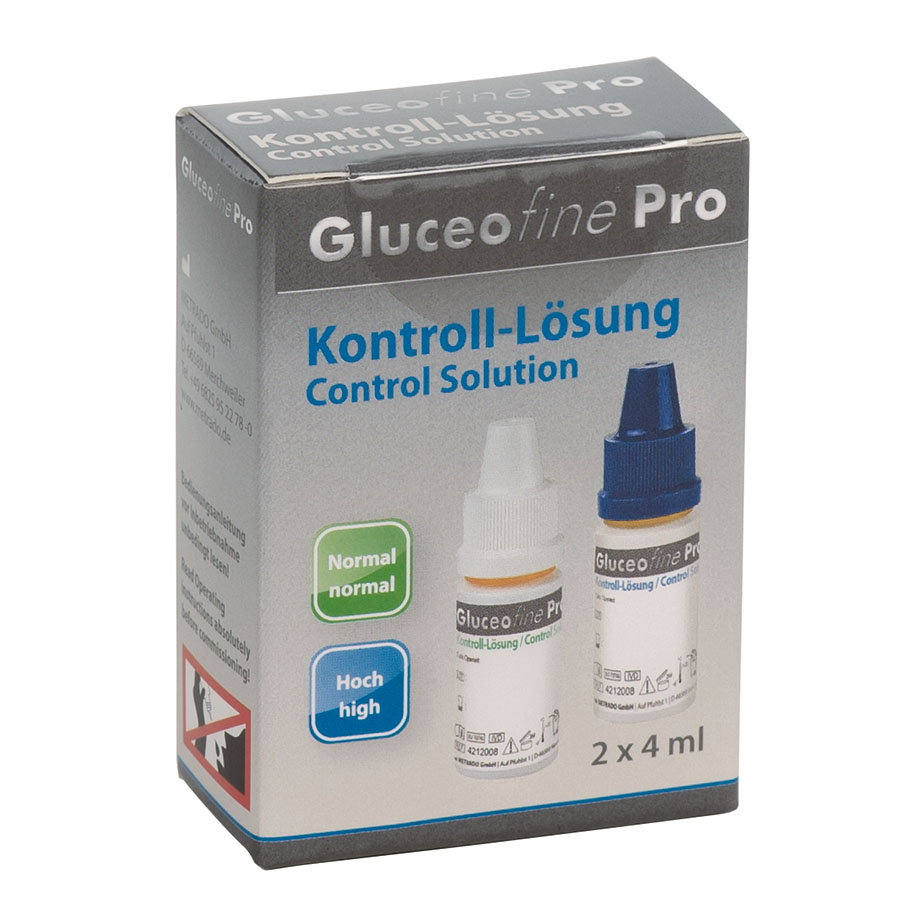 Gluceofine Pro Kontroll-Lösung normal / hoch (2 x 4 ml ) UK = 200 Pack