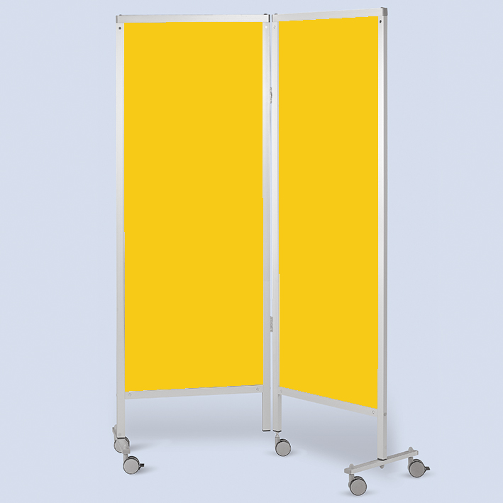 Wandschirm 2-flügelig, fahrbar, Farbe: gelb/gelb (Strecke)