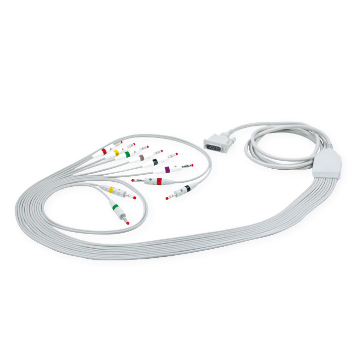 EKG-Komplettkabel mit Bananenstecker für Schiller/Custo-med/Cardiette AT3/5/6/10/60, CS6, Custo-Norm 910/920/930/940/942
