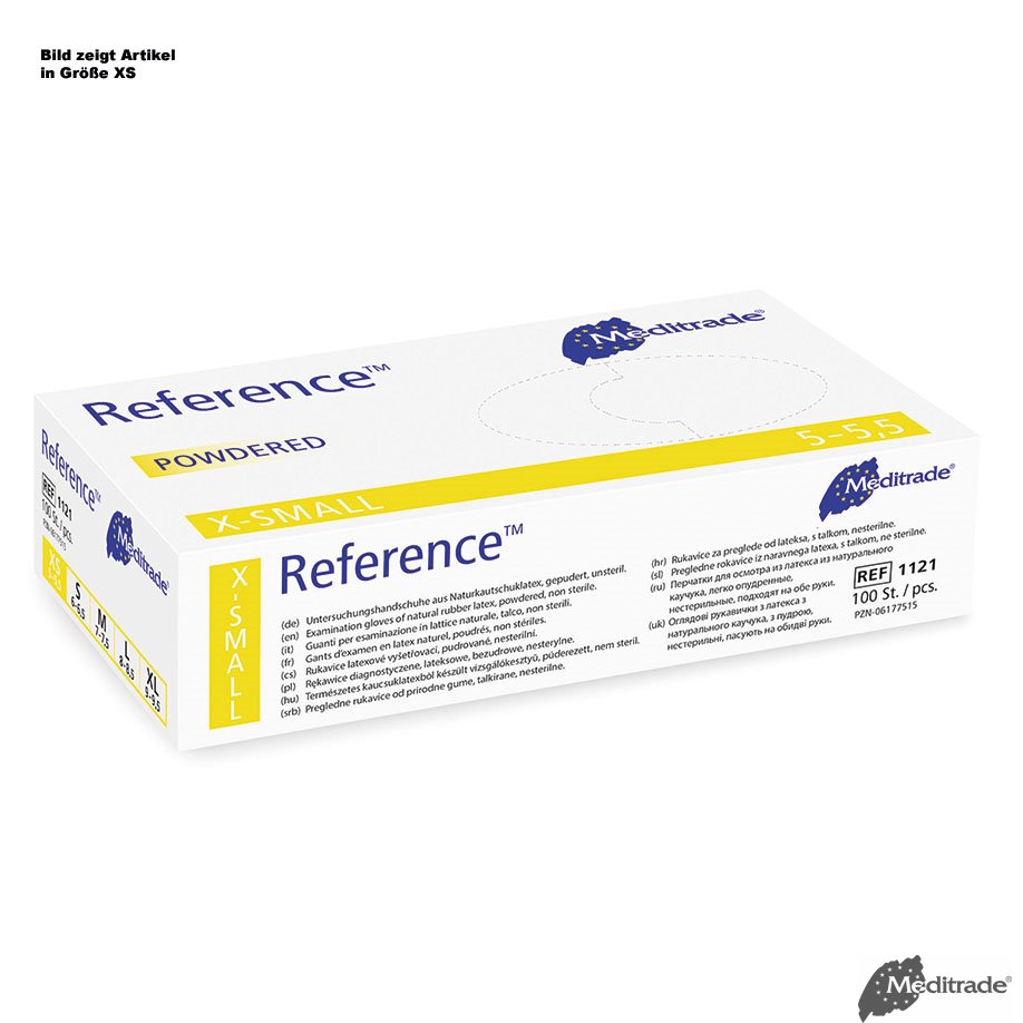 Reference U.-Handschuhe Latex, leicht gepudert, unsteril, Gr. M (100 Stck.)