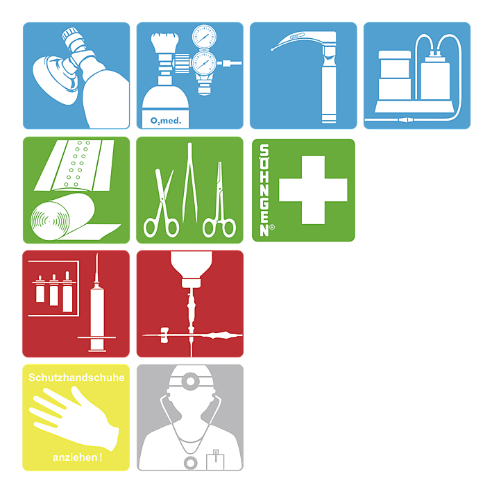 Piktogramm-Serie NOTFALLMEDIZIN G 11 große Piktogramme, je ca. 80 x 80 mm