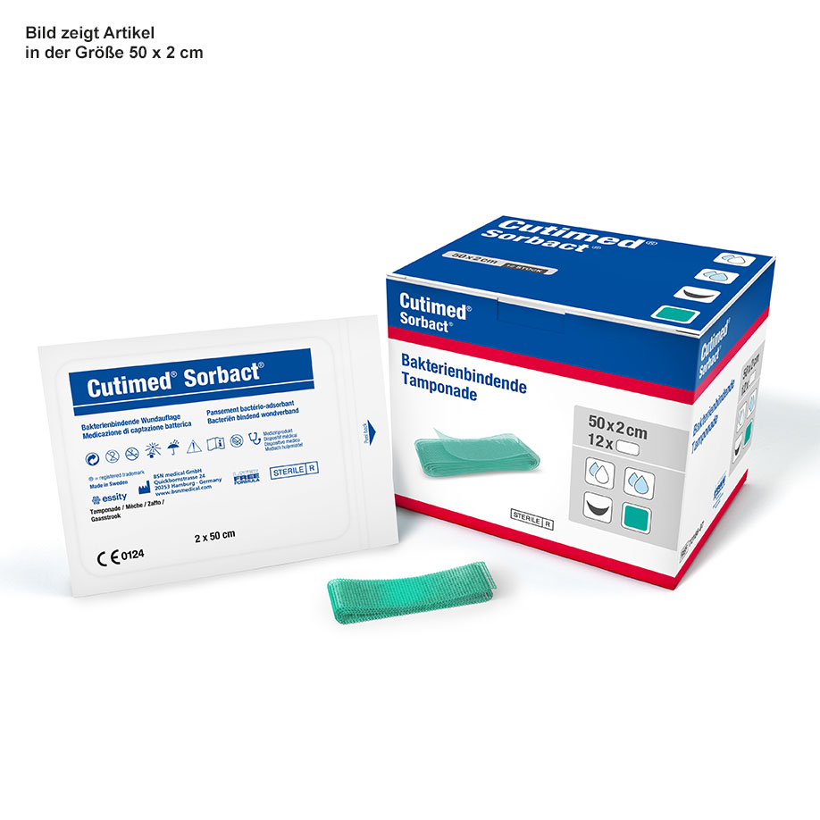 Cutimed Sorbact Tamponaden, 2 x 50 cm, steril (24 Stck.)